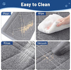 Smiry Cat Litter Box Mat 36x24, Non-Slip Water Resistant Litter Trapping Mat, Easy Clean Less Waste and Urine-Locking Cat Carpet for Indoor, Grey