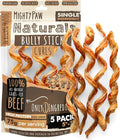 Mighty Paw Naturals Curly Bully Sticks for Dogs - Grass Fed Beef Chews. Bully Sticks for Large Dogs, Medium, Small Breeds. Lower Odor Treats for Small Pets. Single Ingredient 6” - 5 Pack