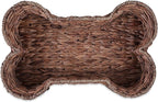 Bone Dry Pet Storage Collection, Bone Shape Hyacinth Toy Basket, Dark Brown, Large - 24x15x9"