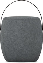 SIMPLIHOME Ramsay 16 inch Wide Contemporary Irregular Footstool in Grey Linen Look Fabric, Fully Assembled for the Living Room