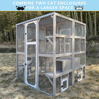 Catio Outdoor Cat Enclosure Large Window Cat House Walk in Kitty Cage with Multi-Level Platforms, Waterproof Roof for Mulitiple Cats (59" L x 29.5" W x 67.7" H)