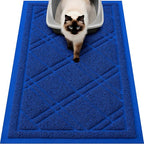Smiry Cat Litter Box Mat 30x17, Non-Slip Water Resistant Litter Trapping Mat, Easy Clean Less Waste and Urine-Locking Cat Carpet for Indoor, Blue