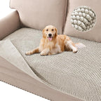H.VERSAILTEX Plush Chenille Dog Bed Cover Thick Soft Sofa Covers Loveseat Cover for 2 Cushion Couch Anti Slip Couch Cover Furniture Protector for Dog, Pet, Cat (35" x 62", Oatmeal)