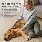 Deshedding Dog Brush for Shedding – Self Clean Cat Brush Deshedding & Grooming Tool for Long Haired and Short Haired Dogs, Slicker Brushes for Dogs, Skin-Friendly, Retractable Bristles, Easy to Clean