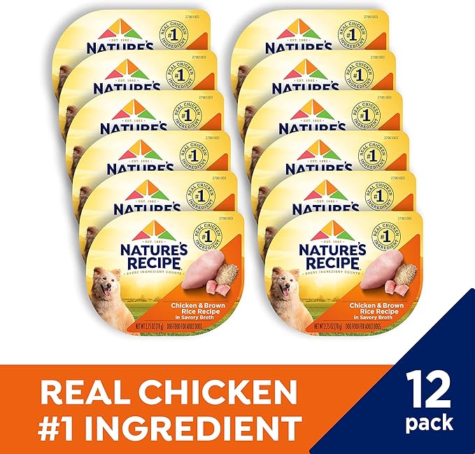 Nature's Recipe Wet Dog Food, Chicken in Broth Recipe, 2.75 Ounce Cup (Pack of 12) Package may vary