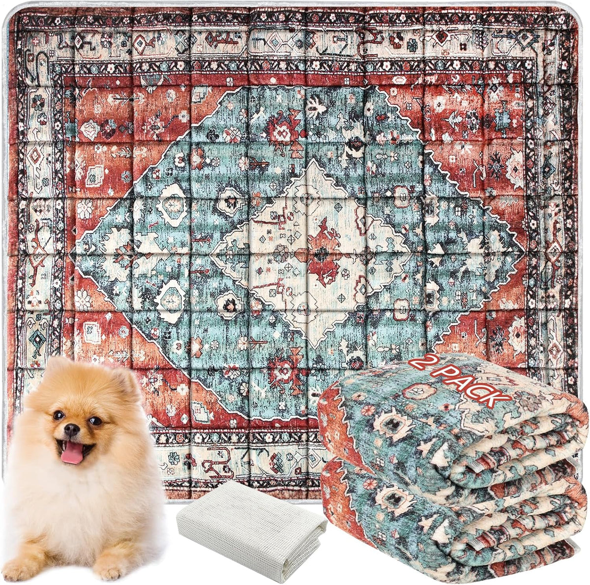 Washable Thickened Pee Pads for Dogs, 2 Pack (36"x42") Upgrade Reusable Puppy Pads with Non-Slip Rug, Super Absorbent Leakproof Puppy Training & Whelping Pads for Dogs, Doggie