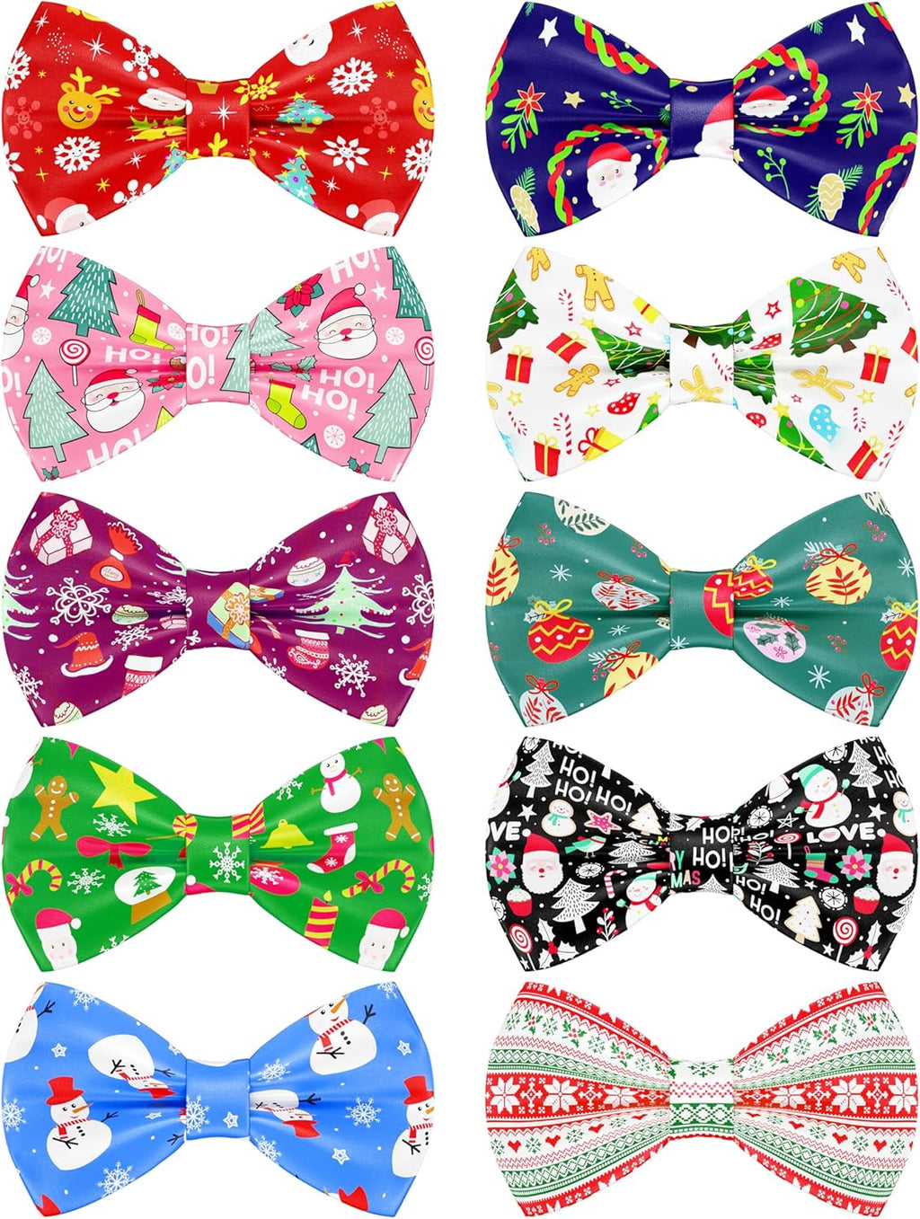 PET SHOW 10 Pack Christmas Small Dog Bow Ties Sliding Collar Attachments Puppy Cats Xmas Tree Bowties for Medium Dogs Santa Bowknots Holiday Party Pet Grooming Accessories(Small)