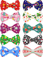 PET SHOW 10 Pack Christmas Small Dog Bow Ties Sliding Collar Attachments Puppy Cats Xmas Tree Bowties for Medium Dogs Santa Bowknots Holiday Party Pet Grooming Accessories(Small)