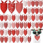 Abbylike 50 Pcs Christmas Dog Bandanas Bulk Xmas Red and White Bandanas for Dogs Triangle Kerchief Bibs Scarf Set for Pet Christmas Costume Photo Props Accessories Pet Shops (25.6 x 17.7 x 17.7)