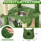 55 Inch Large Cat Tree Tower for Indoor Cats with Hammock Green Leaves Sisal Scratching Post, Plush Hang Ball Play Furniture for Kittens & Adult Cats, Green