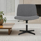 FDW Criss Cross Chair Armless Cross Legged Office Desk Chair Adjustable Swivel Ergonomic No Wheels U Shaped Backrest with Wide Seat Native Sponge Computer Task Vanity Chair for Home Office
