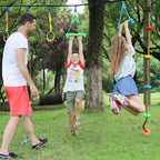 Rainbow Craft 3-Pack Kids Ninja Monkey Bars - Trapeze Swing Bars for Ninja Obstacle Course Attachments - 3pc of Blue, Red & Green Color