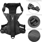 TUG Grab Dog Harness with Built-in Magnetic Traffic Leash (XL/Black) | Padded Magnetic Traffic Handle | Dual Leash Clips | 4-Point Adjustable Fit | Durable Nylon