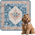Lahome Extra-Large Washable Dog Pee Pads (72"x72") - Super Absorbent & Waterproof - Leakproof Reusable Mat for Playpens, Beds & Whelping, Convenient Cleanup,Beige Blue