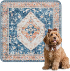 Lahome Extra-Large Washable Dog Pee Pads (72"x72") - Super Absorbent & Waterproof - Leakproof Reusable Mat for Playpens, Beds & Whelping, Convenient Cleanup,Beige Blue