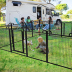 Dog Playpen Outdoor 16 Panels Heavy Duty Dog Fence 40" Height Anti-Rust with Doors Portable for RV Camping Yard, Total 36FT, 102 Sq.ft, Snowy Black