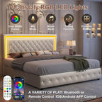 Queen led Bed Frame with 4 Drawers, Upholstered Platform Bed with Solid Wooden Slats Support, No Box Spring Needed, 900 lbs Capacity, Easy Assembly, Velvet Cream