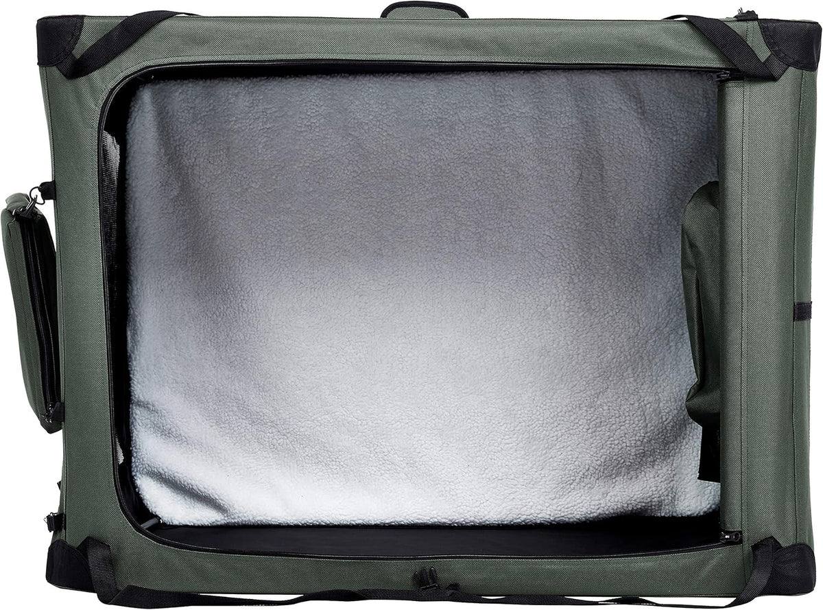Amazon Basics Folding Portable Soft Pet Dog Crate Carrier Kennel, 42 x 31 x 31 inches, Grey