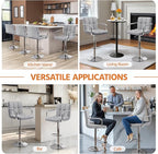 Yaheetech Bar Stools Set of 2, PU Leather Adjustable Swivel Barstools, Hydraulic Kitchen Counter Height Bar Chairs with Armrest and Back for Kitchen, Dining Room, Light Grey