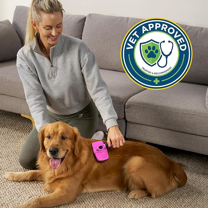 Deshedding Dog Brush for Shedding – Self Clean Cat Brush Deshedding & Grooming Tool for Long Haired and Short Haired Dogs, Slicker Brushes for Dogs, Skin-Friendly, Retractable Bristles, Easy to Clean