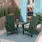 Costaelm Folding Adirondack Chairs, Outdoor Patio Adjustable Lawn Chairs, Weather Resistant Outside Firepit Chairs for Porch, Poolside, Garden, Backyard Deck, Dark Green