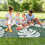 GAOMON Outdoor Rug 8x10 Patio Waterproof Reversible Plastic Straw Rug Modern Foldable Lightweight RV Camping Mat with Portable Bag & 4 Stakes, UV Resistant & Sturdy for Picnic Deck Balcony, Green
