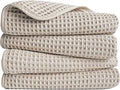 POLYTE 430 GSM Microfiber Lint Free Hand Towel, 16 x 30 in, 4 Pack (Waffle Weave)