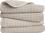 POLYTE 430 GSM Microfiber Lint Free Hand Towel, 16 x 30 in, 4 Pack (Waffle Weave)