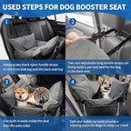 Johnear Dog Car Seat for Medium Dog Under 55 lbs, Winter Warm Pet Booster Seat Pet Travel Car Bed with 2 Pockets Safety Leash，Detachable and Waterproof Dogs Carrier Handbag Plush Seats Cushion Gray