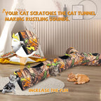 Cat Tunnels for Indoor Cats Large, 3 Way Cat Tunnel with 5 Holes and Leaves, Cat Tunnel Toy with Loud Paper - Pop Up Collapsible - Connect More Tunnels for Large Cat, Puppy, Kitten