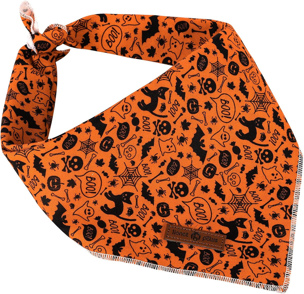 Lionet Paws Halloween Dog Bandana,Fabric Black Bat Dogs Kerchief for Medium Large Dogs,Dog Cotton Triangle Bibs Scarf for Girl Boy