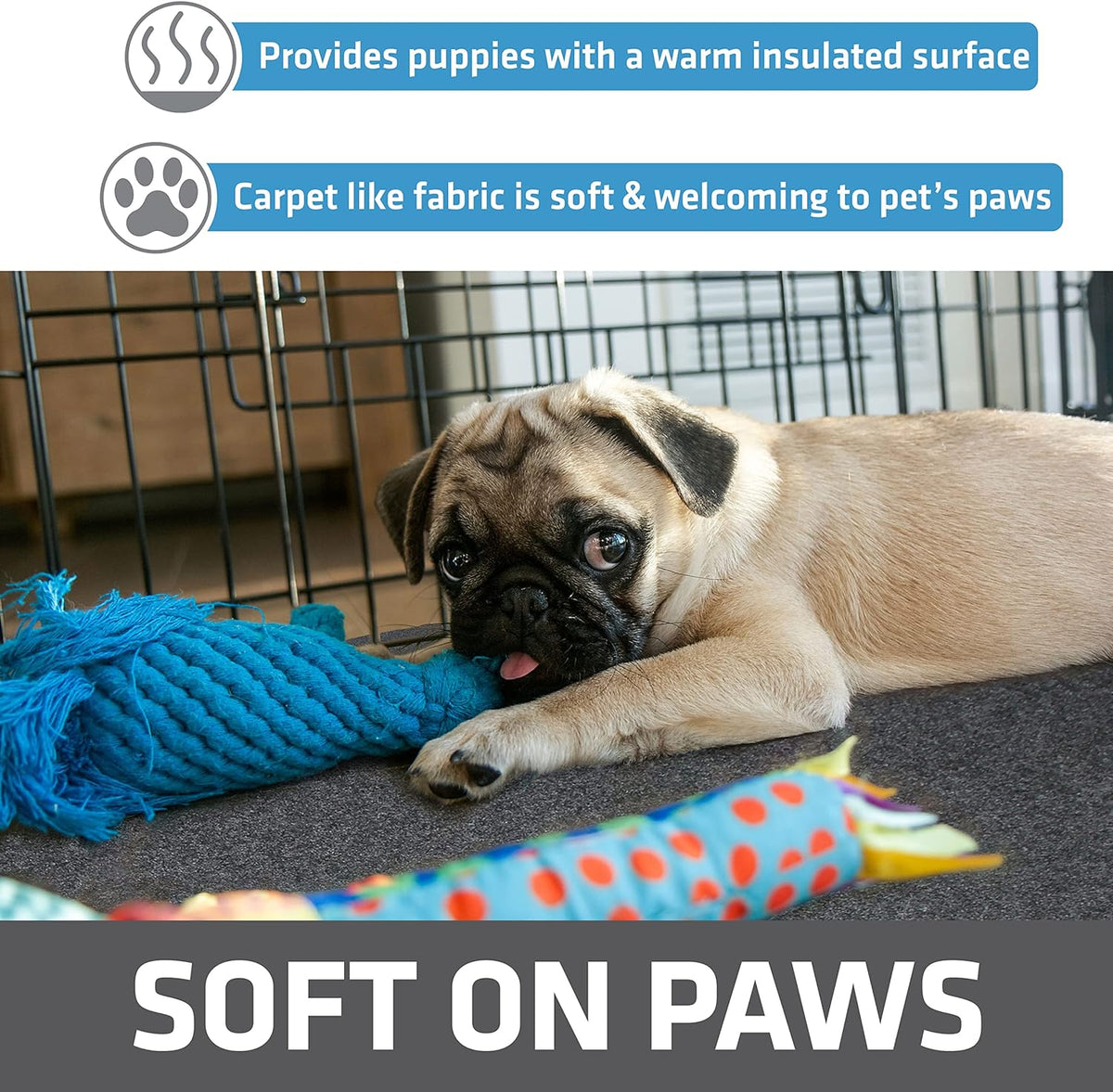 Drymate Jumbo Dog Playpen Mat (60x74), Super Absorbent, Waterproof, Slip-Resistant, Machine Washable, Reusable Puppy Pad for Training, Whelping, Housebreaking, Incontinence, Crate, Kennel (USA Made)