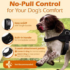 Bark Appeal Black No-Pull Dog Harness for Medium to Large Sized Pets – Adjustable, Reflective Vest with 3 Leash Clips for Added Control, Easy Walks & Training – Large