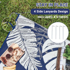 GAOMON Outdoor Plastic Straw Rug 9x18 Waterproof Patio Rug Reversible Camping Mat, Foldable Portable RV Picnic Carpet with Bag & 4 Stakes, UV Resistant Outside Carpet for Deck Balcony, Blue