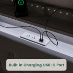 LARMACE King Size Bed Frame with 4 Storage Drawers Velvet Upholstered Tufted Bed Frame King Platform with LED Lights&USB Type-C Charging Station,Heavy Duty/No Box Spring Needed, Easy Assembly,Black