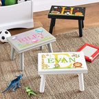 Let’s Make Memories Personalized My Own Name Step Stool - Children’s Step Stool - Sturdy Wood – Non-Toxic Paint, Sealer - Jungle Design - White - 14’Wx9.25”Lx8.75”H - Ages 3+