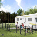 Dog Playpen Outdoor 16 Panels Heavy Duty Dog Fence 47" Height Anti-Rust with Doors Portable for RV Camping Yard, Total 36FT, 103 Sq.ft, Snowy Black