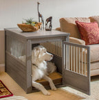 New Age Pet ECOFLEX Dog Crate End Table - Furniture-Style Pet Crate for Crate Trained Dogs - Stainless Steel Tubing & a Latched Closure - 10 Year Manufacturer's Warranty
