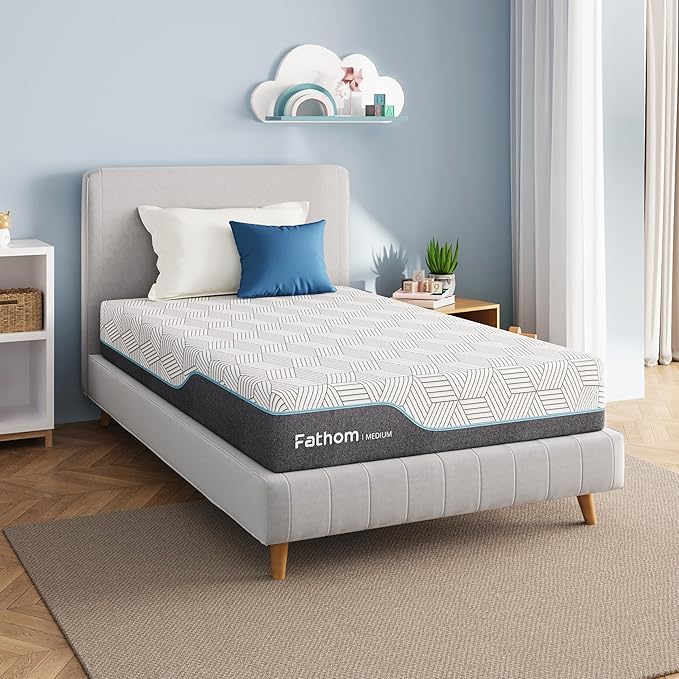 FATHOM Medium Twin Mattress 10 Inch Memory Foam Mattress Twin Size Bed in a Box for Back Pain Relief and Cool Sleep with Gel Foam and Removeable Fiberglass Free Cover, CertiPUR-US Certified