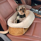 Johnear Puppy Dog Booster Seat for Small Dog up to 28 lbs Outing Car Travel, 3 in 1 Portable Pet Handbag Sofa Dogs Car Center Console Seats Winter Warm Pet Carrier with Safety Belt for Passenger Seat