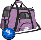 PetAmi Airline Approved Pet Carrier for Cat, Soft Sided Dog Carrier for Small Dog, Cat Travel Supply Accessories Indoor Cat, Ventilated Pet Carrying Bag Medium Large Kitten Puppy, Small Heather Purple