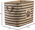 Bone Dry Pet Storage Collection Striped Paw Patch Bin, Large Rectangle, Brown
