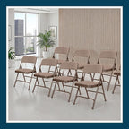 OEF Furnishings OEF2200 Series Heavy-Duty Premium Fabric Padded Upholstery Double-Hinged Folding Chairs (4-Pack, Honey Brown)