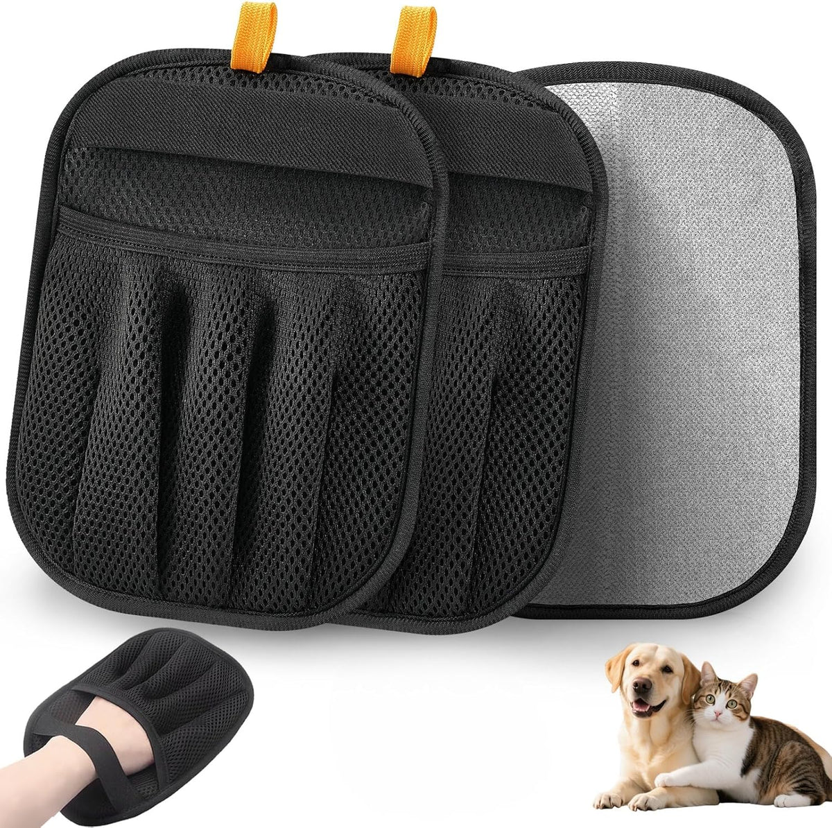 2Pcs Pet Hair Removal Glove for Cats & Dogs, 2025 Newly Upgraded Five-Finger Electrostatic Pet Hair Gloves, Reusable Pet Hair Remover Tool for Couch, Clothing, Car Seat,Carpet