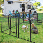 Dog Playpen Outdoor Extra Wide 16 Panels Heavy Duty Dog Fence 50" Height Anti-Rust with Doors Portable for RV Camping Yard, Total 42FT, 140 Sq.ft, Snowy Black