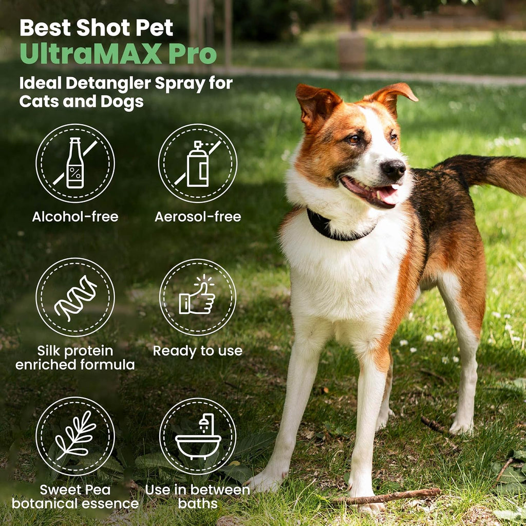 Best Shot UltraMAX Pro Finishing Spray, Ideal Detangler Spray for Pets, Hydrating and Soothing Pet Grooming Spray, for Dogs and Cats, 17 Oz.