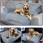 Johnear Dog Car Seat for Medium Large Dogs Under 100lbs Pet Travel Booster Seat with Detachable Waterproof Oxford Pad Bed Sofa for Car Back Seat Cushion with Safety Leash with 2 Pockets