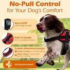 Bark Appeal Red No-Pull Dog Harness for Extra Large Sized Pets – Adjustable, Reflective Vest with 3 Leash Clips for Added Control, Easy Walks & Training – XXL