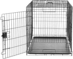 Amazon Basics Durable,Foldable Metal Wire Dog Crate with Tray, Double Door, 42 x 28 x 30 in, Black