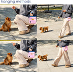 Dog Treat Pouch for Pet Walking and Training with Clicker 2 Cup Silicone Bag Small Fanny Pack Holder for Puppy Snack Dispenser Kit for Leash and Outdoor Use (Pink)